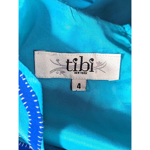 TIBI 100% Silk Dress Embroidered Designer Fit Flare Boho Cottage Classic Size 4 - Picture 5 of 6